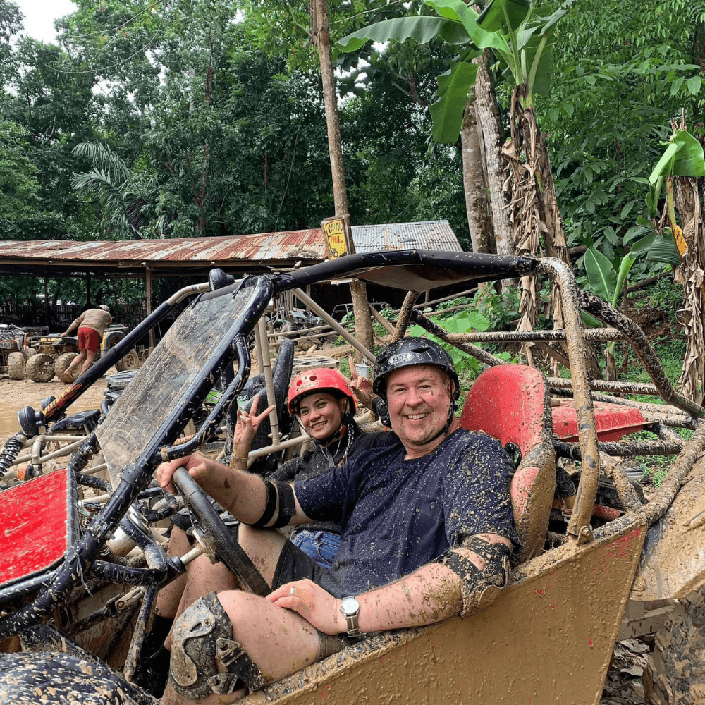 Boracay buggy car adventure with tourists riding off-road trails in Boracay Philippines