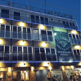 Diamond Water Edge Resort Boracay hotel exterior at night beachfront accommodation in Boracay Philippines
