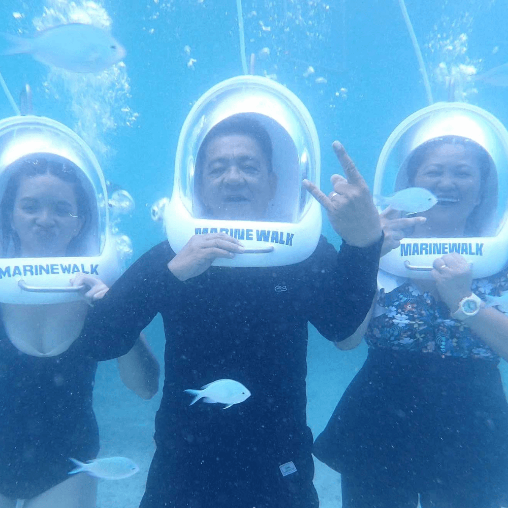 Boracay helmet diving experience with tourists underwater marine walk activity in Boracay Philippines