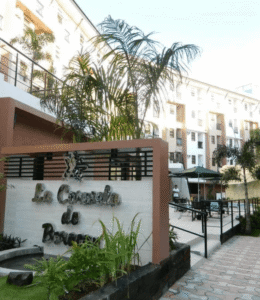 Boracay resort entrance surrounded by tropical landscaping.