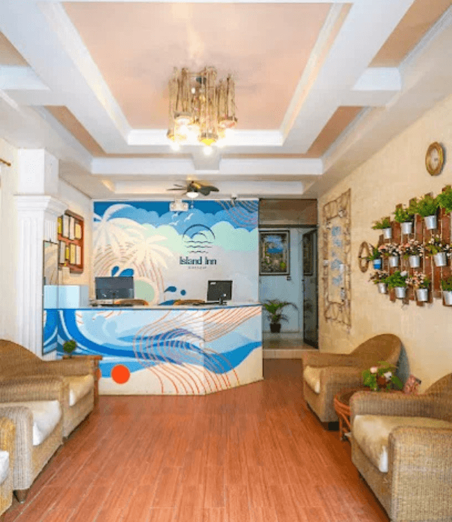 Boracay hotel lobby with island-themed reception area.