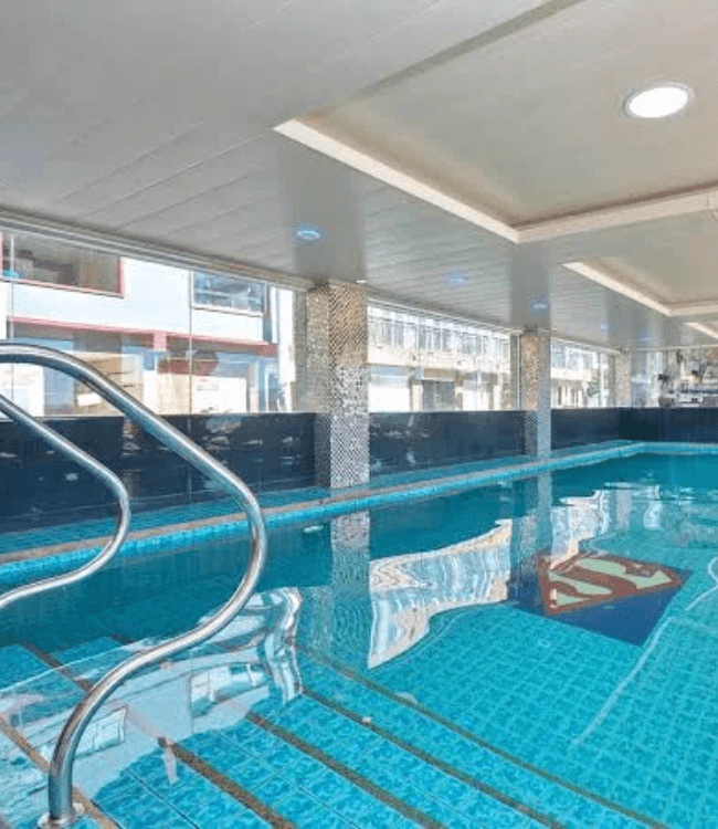 Boracay resort swimming pool with modern indoor facilities.