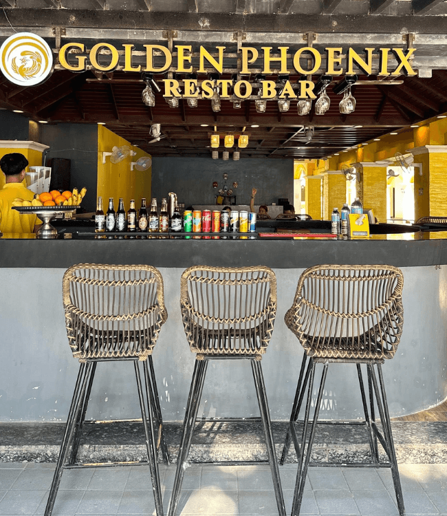 Golden Phoenix Boracay resto bar with stylish counter seating.