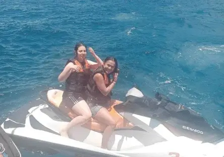 Boracay jet ski ride with tourists enjoying water adventure in Boracay Philippines